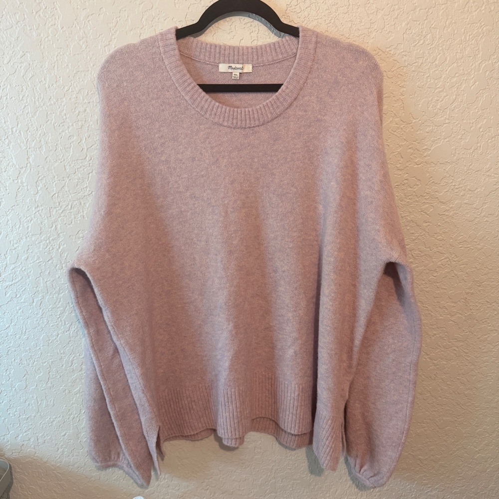 Madewell Wool Alpaca Blend Oversized Crewneck Sweater XXL Lilac Purple Cozy